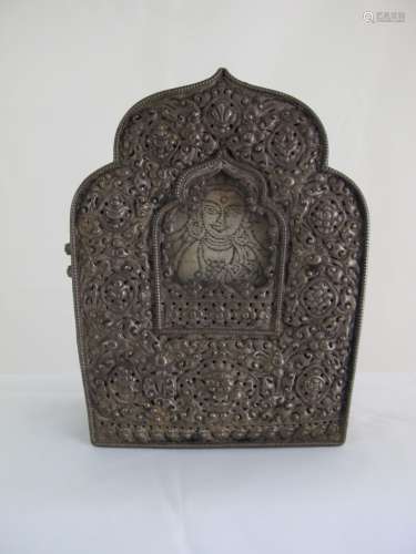 A Tibetan Sliver and Copper Buddha Box