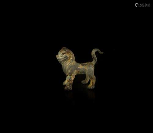 A Chinese Gilt Bronze Lion,Tang Dynasty