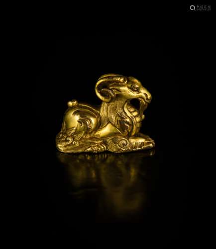 A Gilt Bronze Goate Paper-Weight,Ming Dynasty