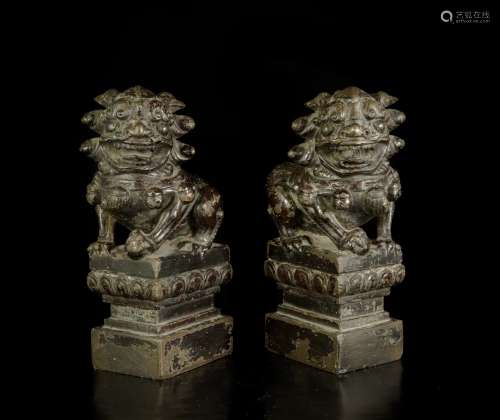 A Pair of Chinese Stone Lions