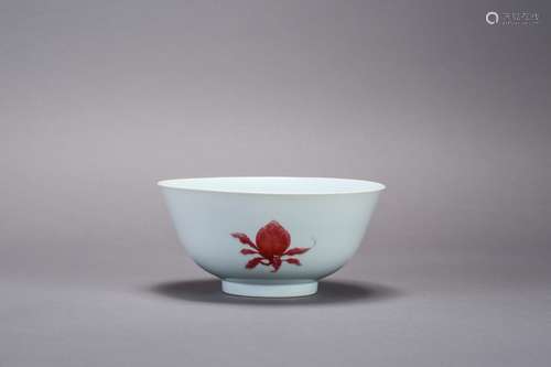 A Chinese Copper-Red-Glaze Flower Bowl,yongzhen