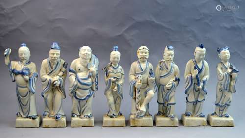 Chinese Blue and White Porcelain 8 Immortal Figure