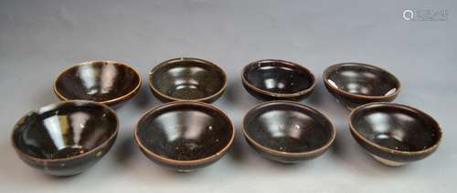 8 Chinese Black Glazed Porcelain Bowl