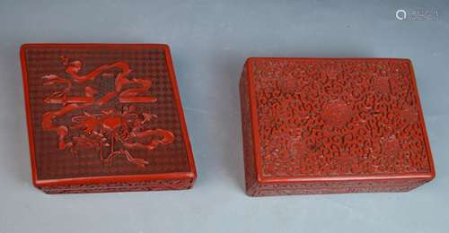 2 Chinese Cinnabar Boxes