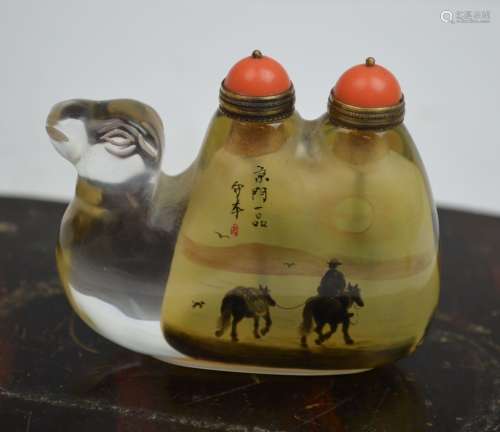 Chinese Glass Snuff Bottle in Camel Shape