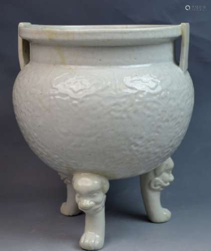 18th C Chinese White Imperial Porcelain Censer
