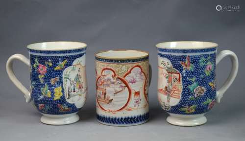 3 Pieces Chinese Export Porcelain Mugs