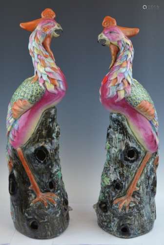 Pair of Chinese Porcelain Phoenixes