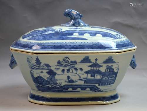 Chinese Blue and White Porcelain Tureen