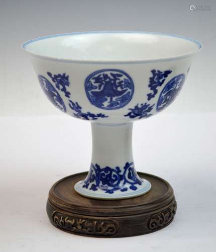 Chinese Blue and White Porcelain Stem Cup