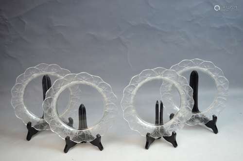 4 LALIQUE Crystal Plates