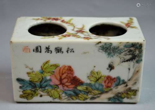 Chinese Rectangular Famille Rose Brush Pot