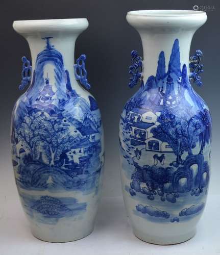 Two Chinese Blue and White Porcelain Vases