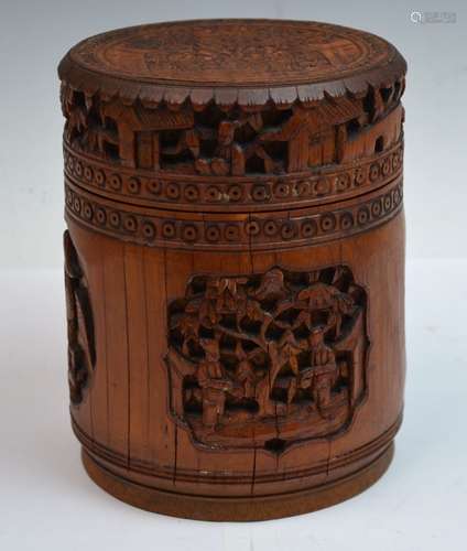 Chinese Bamboo Carved Tea Container