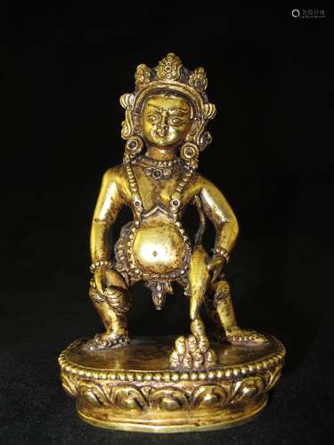 A Chinese Copper God of Wealth Buddha Statue