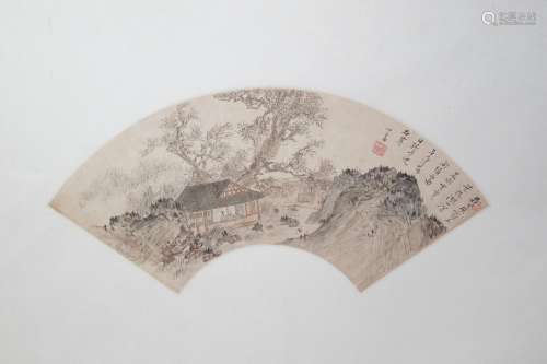 A Landscape Decorated  Fan, by  Pu Xin Yu,