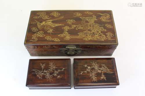 Three Chinese Antique HUANG HUA LI Wood Book Set