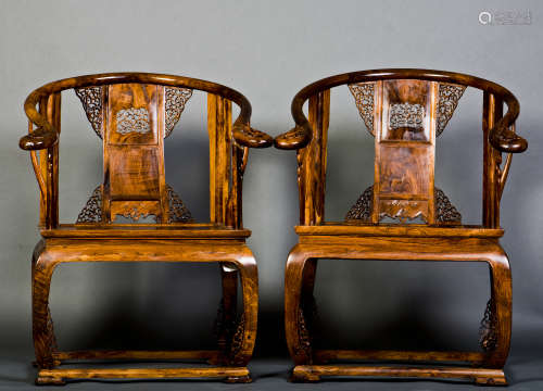 A PAIR OF HUANGHUALI IMPERIAL CHAIRS