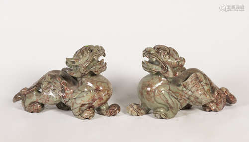 A PAIR OF JADE PIXIU