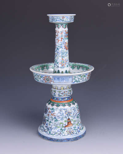 A DOUCAI PORCELAIN CANDLE HOLDER