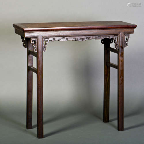 A RECTANGULAR ROSEWOOD ALTAR TABLE