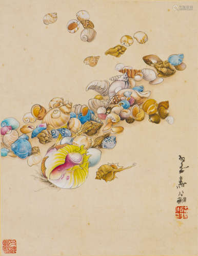 A CHINESE PAINTING OF CONCHES, AFTER ZHENG NAIXIAO