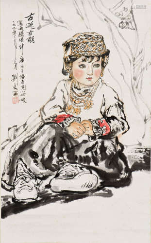 A CHINESE PAINTING OF A GIRL, AFTER LIU WENXI