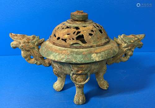 A GILT-BRONZE CENSER