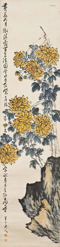 A CHINESE SCROLL PAINTING OF FLORAL MOTIF, AFTER CHEN BANDING