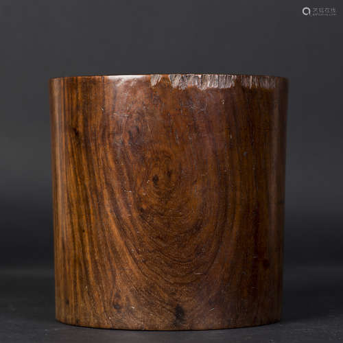 A HARDWOOD HUANGHUALI BRUSH POT