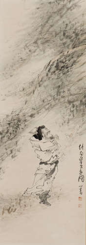 A CHINESE PAINTING OF ZHONG JINSHI, AFTER PU RU