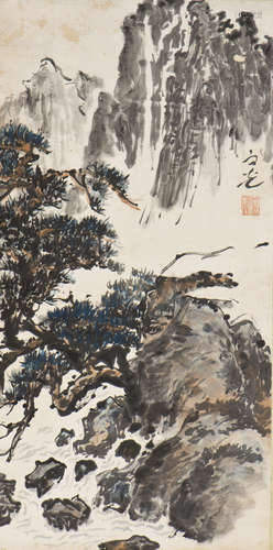 A CHINESE SCROLL PAINTING OF LANDSCAPE MOTIF, AFTER XIE ZHIGUANG