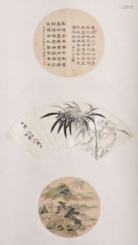 A CHINESE SCROLL OF PAINTING AND CALLIGRAPHY