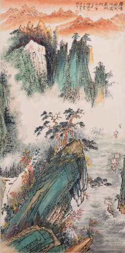 A CHINESE SCROLL PAINTING, AFTER HE YING