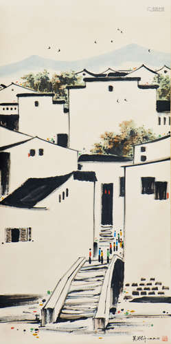 A CHINESE PAITING OF JIANGNAN MOTIF, AFTER WU GUANZHONG