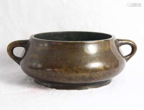 CHINESE BRONZE TWIN EAR CENSER