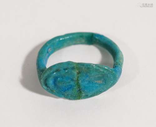 ANCIENT EGYPTIAN BLUE FAIENCE RING