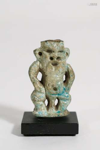 ANCIENT EGYPTIAN TURQUOISE FAIENCE BES AMULET