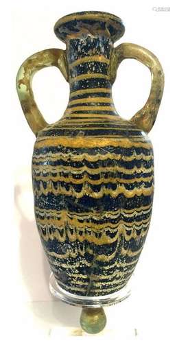 A GREEK CORE -FORMED GLASS AMPHORA