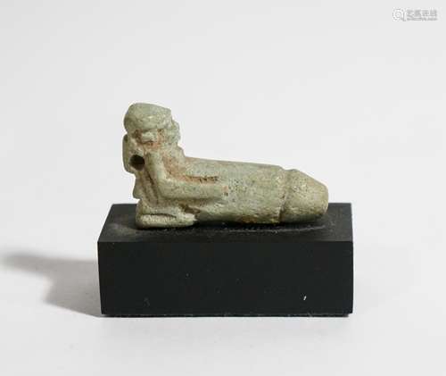 ANCIENT EGYPTIAN FAIENCE FIGURE OF HARPOCRATES WIT