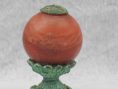 CHINESE RED AGATE OFFICIAL HAT FINIAL