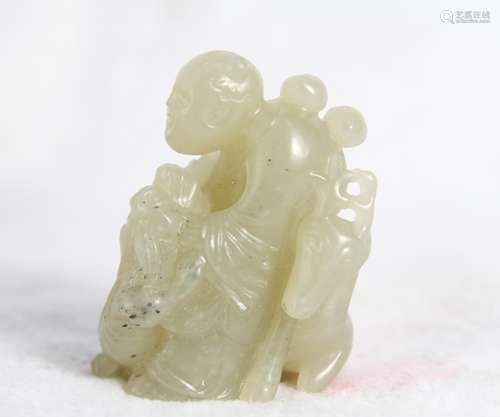 CHINESE CELADON JADE CARVED FIGURE