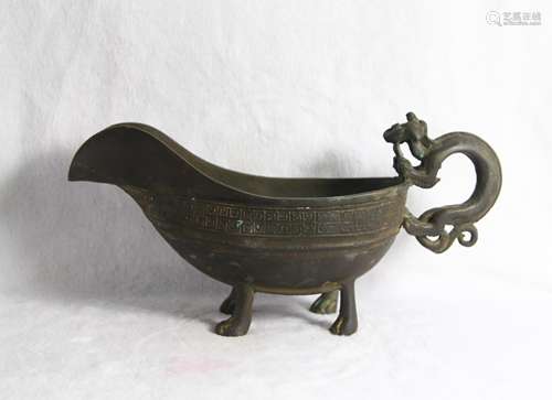 CHINESE BRONZE CHILONG JUE CUP