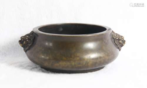 CHINESE BRONZE FOOLION CENSER WITH MARK