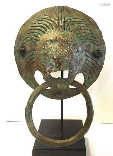 ANCIENT ROMAN BRONZE LION MASK HANDLES