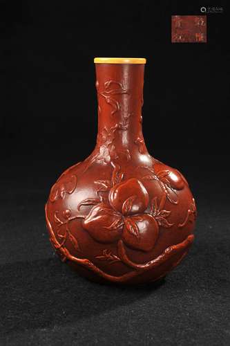 CHINESE MOLDED GOURD BOTTLE VASE