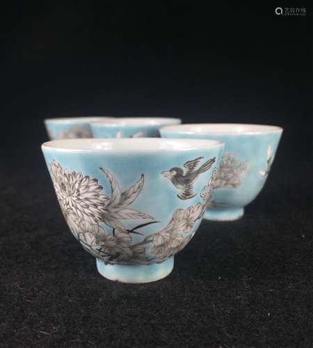 4 CHINESE DA YA ZHAI PORCELAIN CUPS