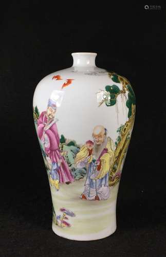 CHINESE FAMILLE ROSE FU LU SHOU MEIPING VASE