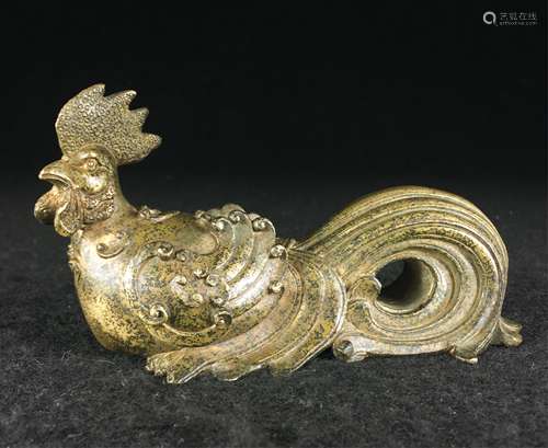 CHINESE BRONZE FIGURE OF ROOSTER