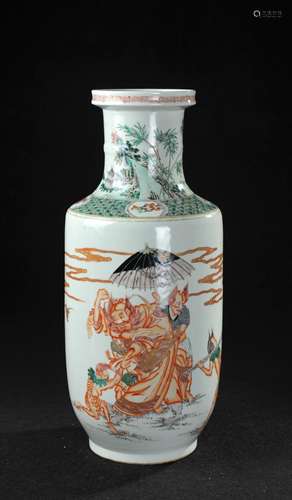 CHINESE FAMILLE ROSE ROULEAU VASE